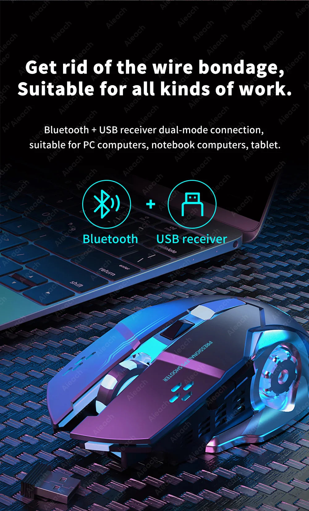 Rechargeable Wireless Mouse Gaming