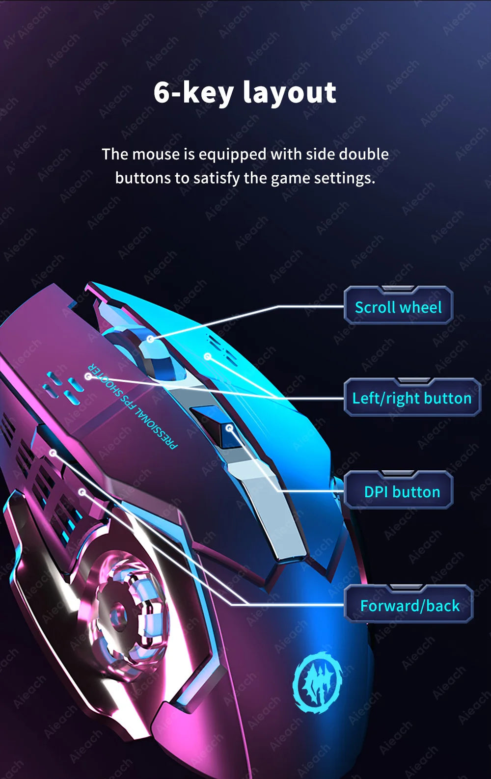 Rechargeable Wireless Mouse Gaming