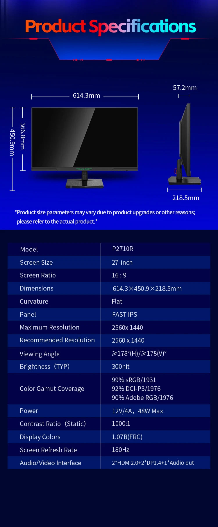 TITAN ARMY 27” 2K ProVision e180