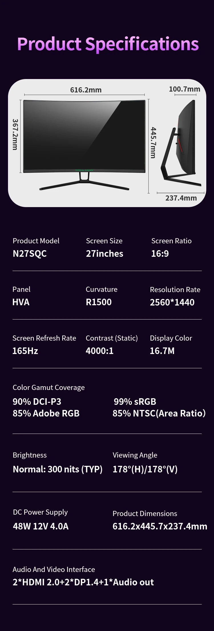 TITAN ARMY 27” 2K Curved