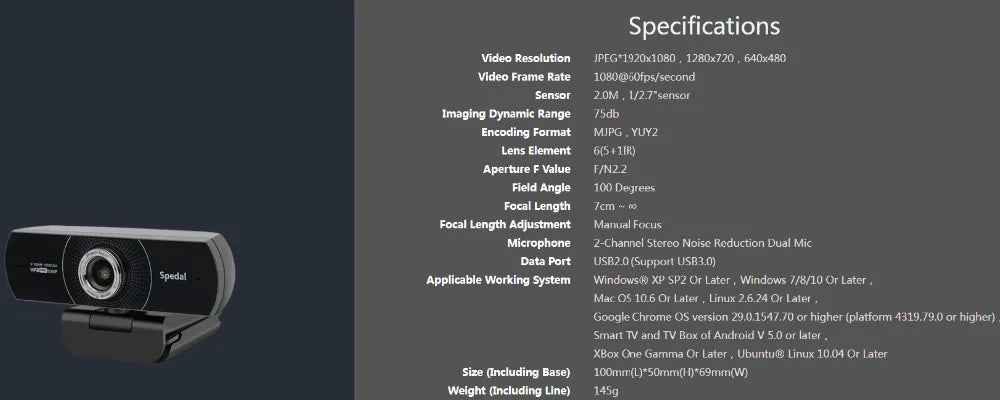 Full HD 1080P 60fps Webcam