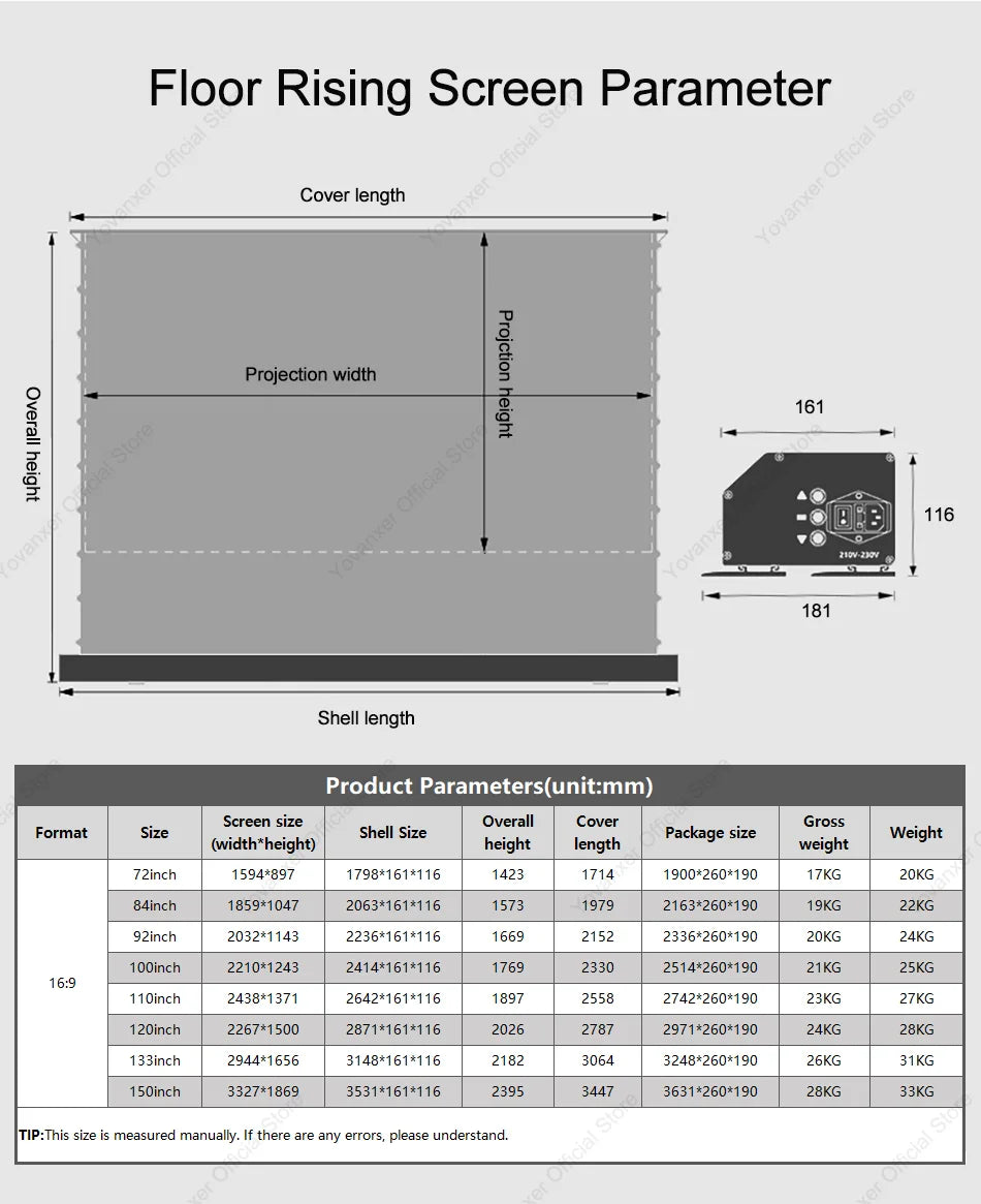 Max Electric Floor-Rising Projector Screen