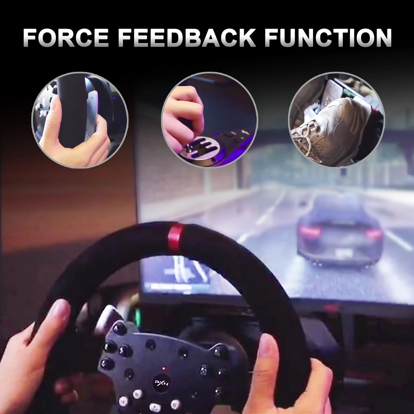 3-in-1 Racing Wheel with Force Feedback