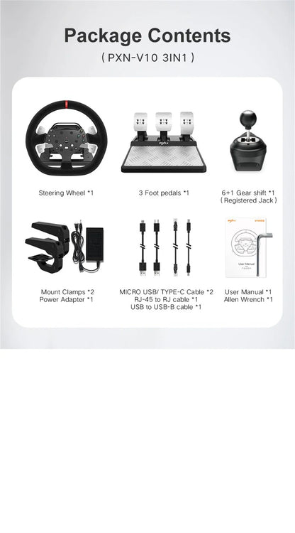 3-in-1 Racing Wheel with Force Feedback