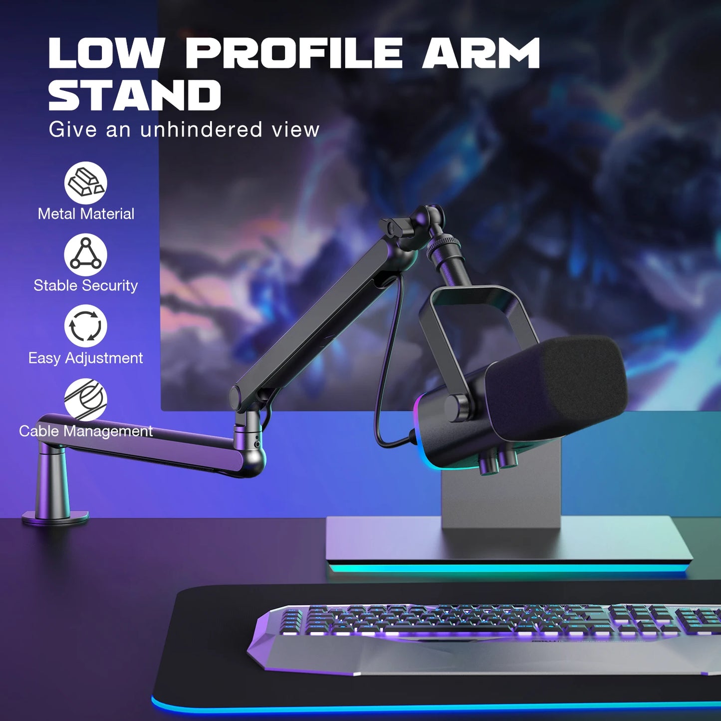 Adjustable Low-Profile Microphone Boom Arm
