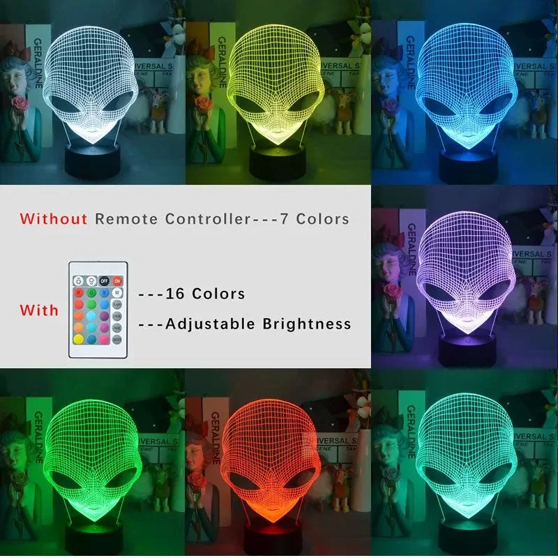 3D Alien Illusion Night Light